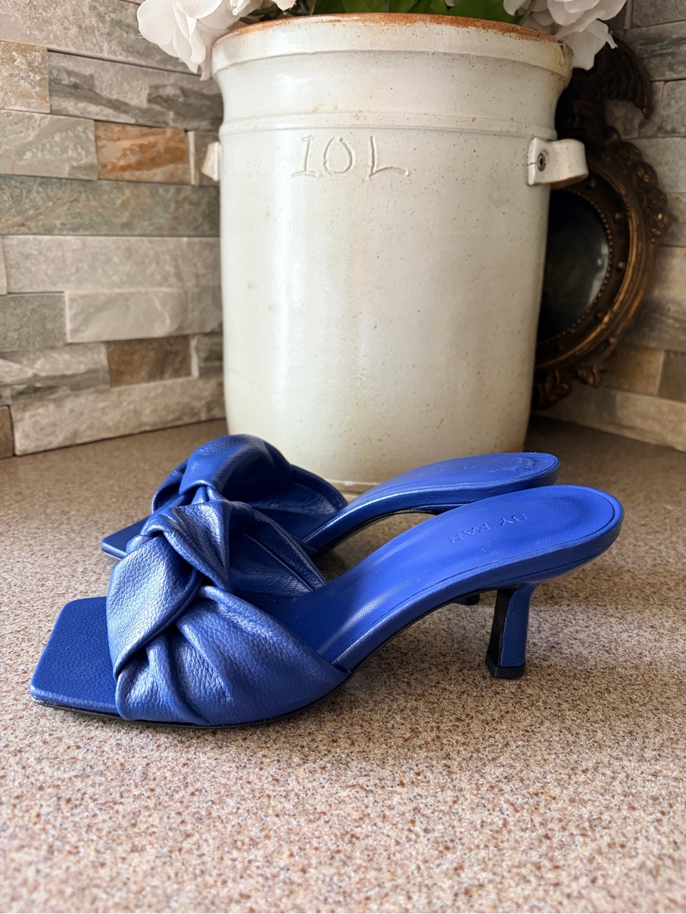 BY FAR Lana Glossy Twist Kitten-Heel Mules